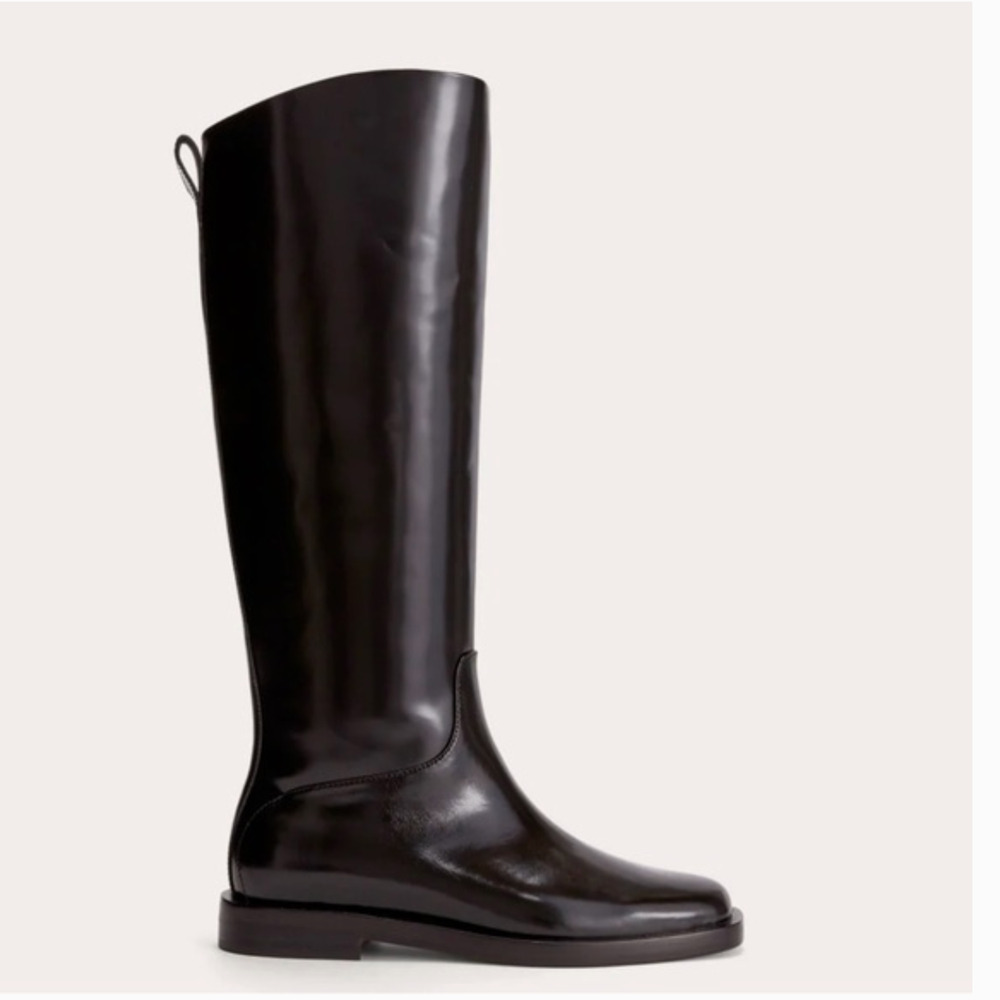 Everlane Riding Boots 7 Black NWT Leather Tall Knee High Equestrian Academia - Picture 2 of 8